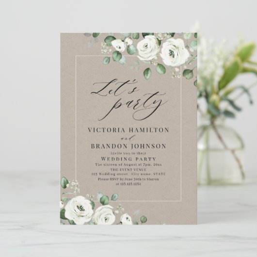 Eucalyptus greenery floral rustige bruiloft kaart (Staand voorkant)