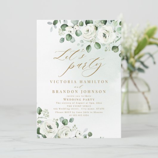 Eucalyptus greenery floral rustige bruiloft kaart (Staand voorkant)