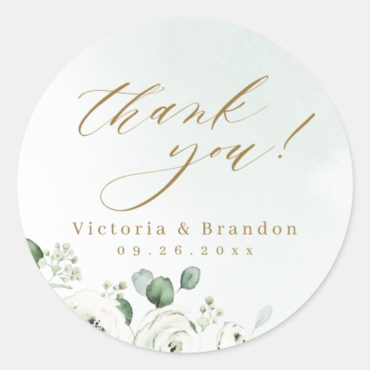 Eucalyptus Greenery floral rustige dank u Ronde Sticker (Voorkant)