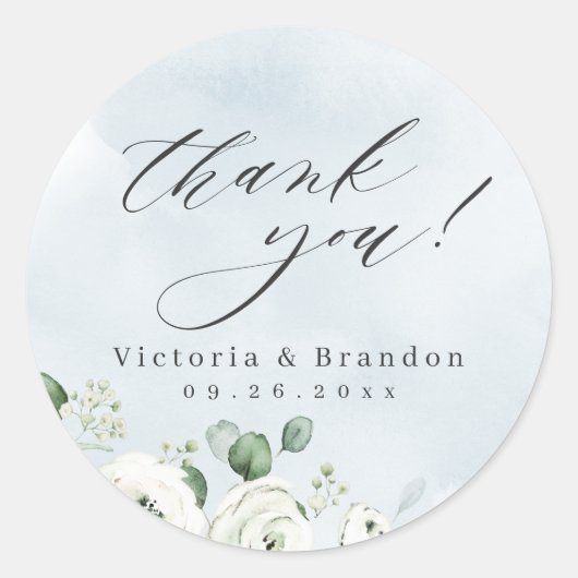 Eucalyptus Greenery floral rustige dank u Ronde Sticker (Voorkant)