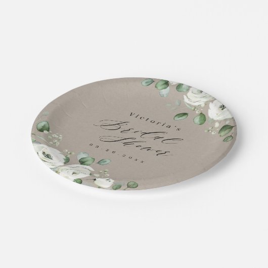 Eucalyptus Greenery floral rustige vrijgezellenfee Papieren Bordje (Gekanteld)