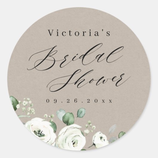 Eucalyptus Greenery floral rustige vrijgezellenfee Ronde Sticker (Voorkant)