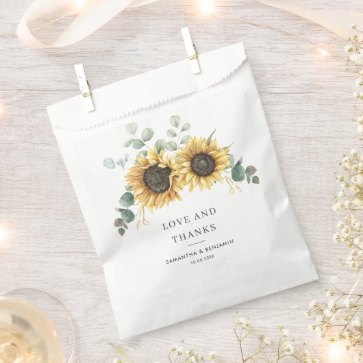 Eucalyptus Greenery Floral Sunflower Wedding Bedankzakje (Geknipt)