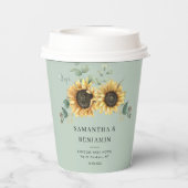 Eucalyptus Greenery Floral Sunflower Wedding Papieren Bekers (Achterkant)