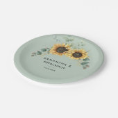 Eucalyptus Greenery Floral Sunflower Wedding Papieren Bordje (Gekanteld)