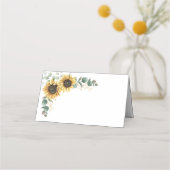 Eucalyptus Greenery Floral Sunflower Wedding Plaatskaartje (Voorkant)