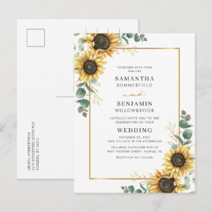 Eucalyptus Greenery Floral Sunflower Wedding Uitnodiging Briefkaart