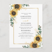 Eucalyptus Greenery Floral Sunflower Wedding Uitnodiging Briefkaart (Voorkant)