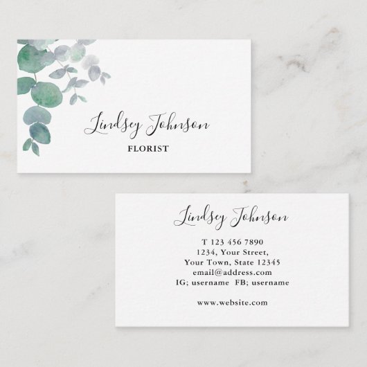 Eucalyptus Greenery Florist Visitekaartje (Voorkant / Achterkant)