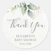 Eucalyptus Greenery Foliage Baby shower Dank u wel Ronde Sticker (Voorkant)