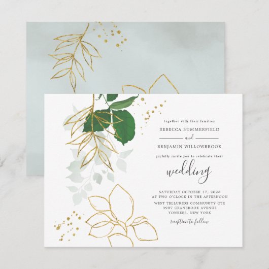 Eucalyptus Greenery Foliage Botanical Wedding Kaart (Voorkant / Achterkant)