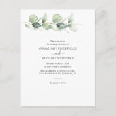 Eucalyptus Greenery Foliage Botanical Wedding Uitnodiging Briefkaart (Voorkant)