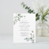Eucalyptus Greenery Foliage Script Vrijgezellenfee Uitnodiging Briefkaart (Staand voorkant)
