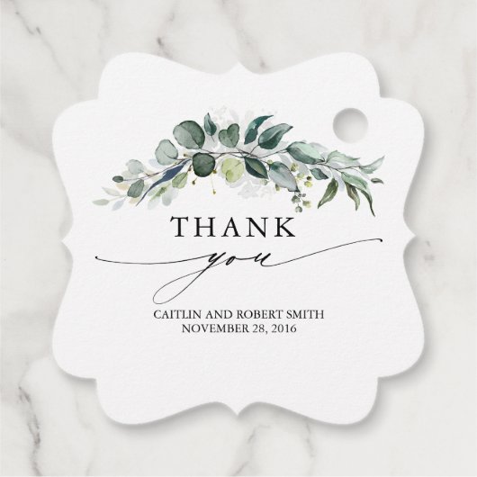 Eucalyptus Greenery Foliage Weddenschap Bedankt Bedankjes Labels (Achterkant)