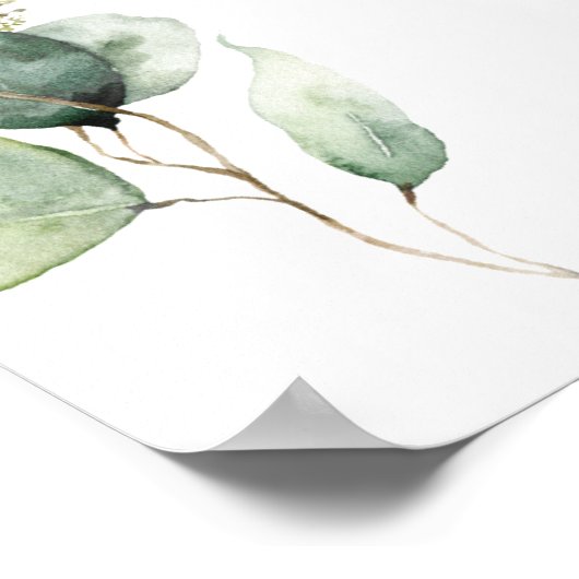 Eucalyptus Greenery Foliage Weddenschap Welkomstbo Poster (Hoek)