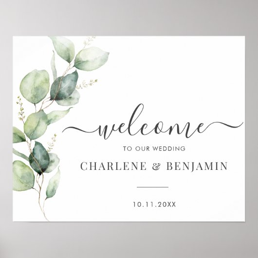 Eucalyptus Greenery Foliage Weddenschap Welkomstbo Poster (Voorkant)