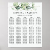 Eucalyptus Greenery Foliage Wedding Seding Chart Poster (Voorkant)