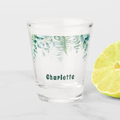 Eucalyptus greenery foliy green name shot glas (Voorkant)