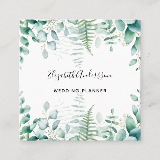 Eucalyptus greenery forest ferns foto QR code Vierkante Visitekaartje (Voorkant)