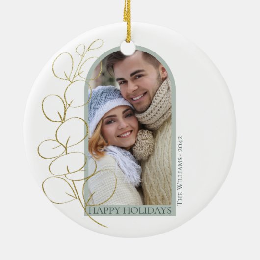 Eucalyptus Greenery Foto Arch Kerstfeestdag Keramisch Ornament (Achterkant)