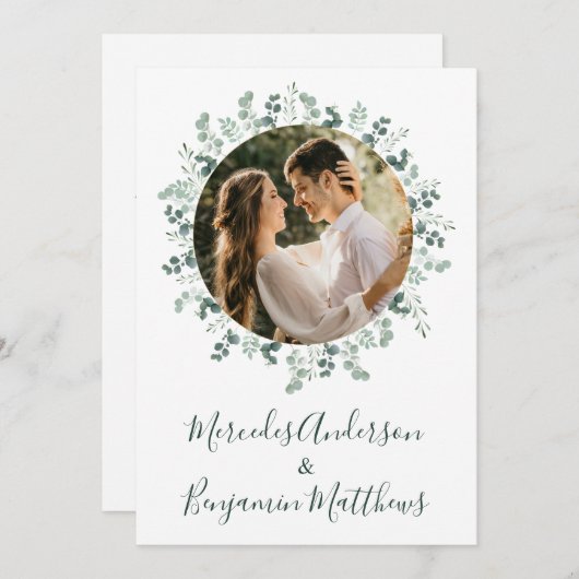 Eucalyptus Greenery Foto Botanical Wedding Kaart (Voorkant / Achterkant)