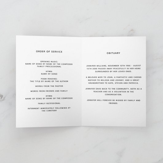 Eucalyptus greenery foto elegant begrafenisprogram bedankkaart (Binnen)