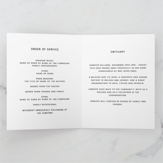 Eucalyptus greenery foto elegant begrafenisprogram bedankkaart (Binnen)