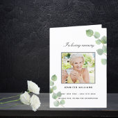 Eucalyptus greenery foto elegant begrafenisprogram bedankkaart