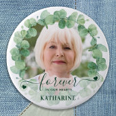 Eucalyptus Greenery Foto Funeral Memorial Ronde Button 7,6 Cm