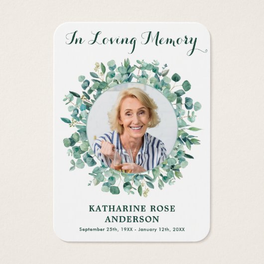 Eucalyptus Greenery Foto Funeral Prayer Kaart (Voorkant)