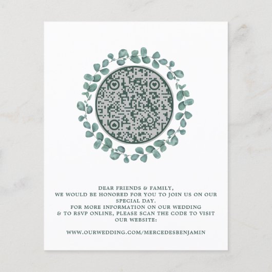 Eucalyptus Greenery Foto QR Code Weddenschap Uitno (Achterkant)