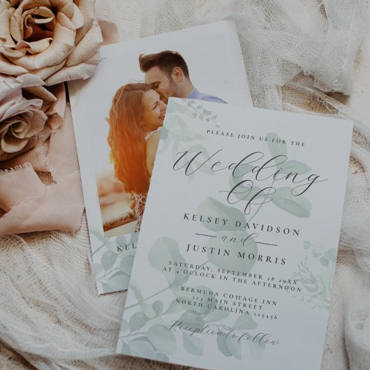 Eucalyptus Greenery Foto Weddenschap Kaart