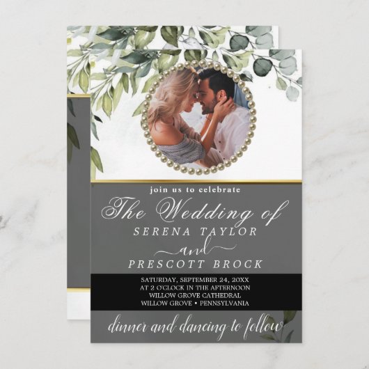 Eucalyptus Greenery Foto Weddenschap Kaart (Voorkant / Achterkant)