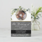 Eucalyptus Greenery Foto Weddenschap Kaart (Staand voorkant)