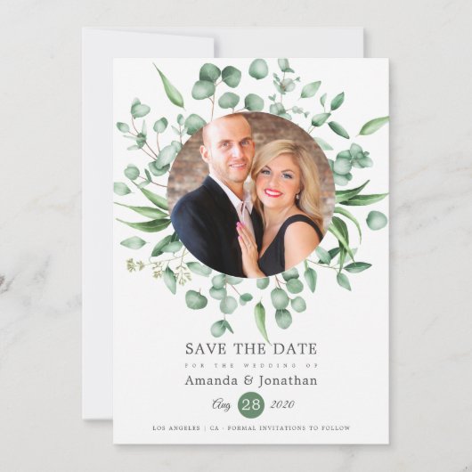 Eucalyptus Greenery Foto Weddenschap Save The Date (Voorkant)