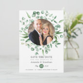 Eucalyptus Greenery Foto Weddenschap Save The Date (Staand voorkant)