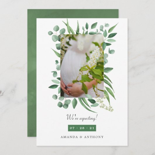 Eucalyptus Greenery Fotoaankondiging Aankondiging (Voorkant / Achterkant)