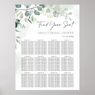 Eucalyptus Greenery Garden Vrijgezellenfeest Seat Poster