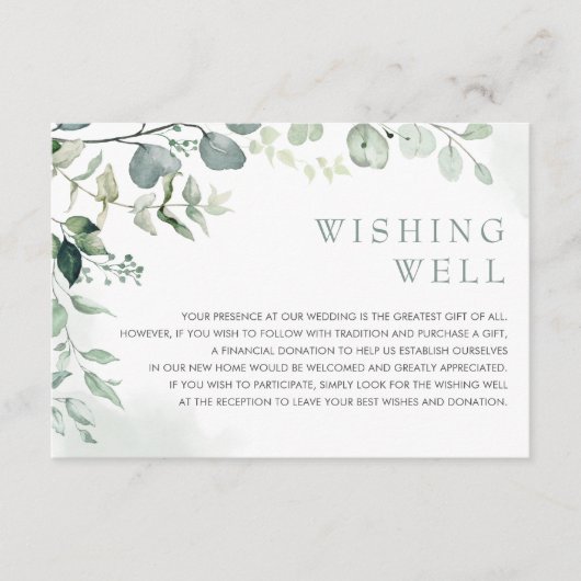 Eucalyptus Greenery Garden Weddenschap Goed Informatiekaartje (Voorkant)