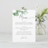 Eucalyptus Greenery Garden Wedding. Elegant Script Menu (Staand voorkant)