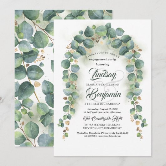 Eucalyptus Greenery Garland Engagement Party Kaart (Voorkant / Achterkant)