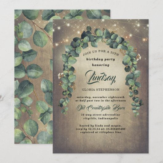 Eucalyptus Greenery Garland Rustic Birthday Kaart (Voorkant / Achterkant)