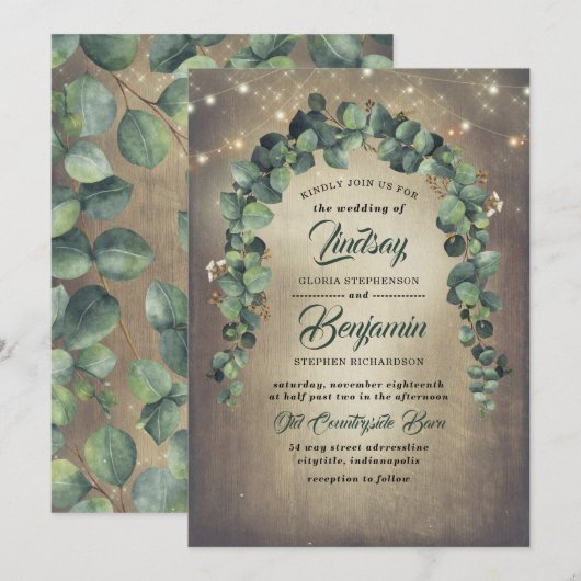 Eucalyptus Greenery Garland Rustieke bruiloft Kaart (Voorkant / Achterkant)