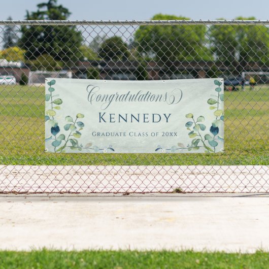 Eucalyptus Greenery Gefeliciteerd Afstuderen Spandoek (Insitu)