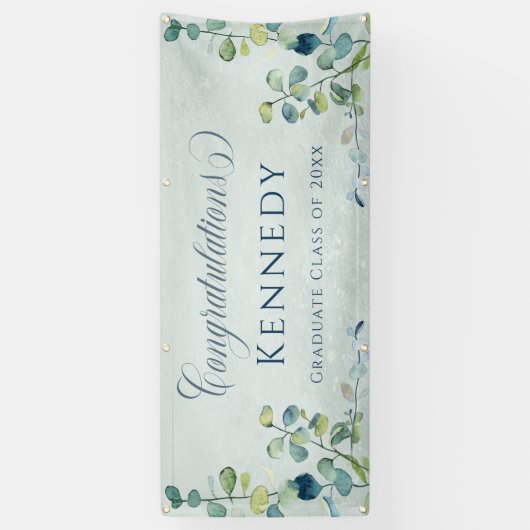 Eucalyptus Greenery Gefeliciteerd Afstuderen Spandoek (Verticaal)