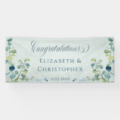 Eucalyptus Greenery Gefeliciteerd bruiloft Spandoek (Horizontaal)