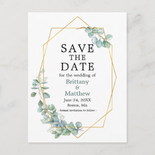 Eucalyptus Greenery Geo Lijst sparen de Datum Briefkaart