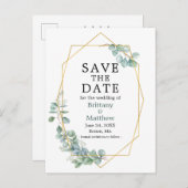 Eucalyptus Greenery Geo Lijst sparen de Datum Briefkaart (Voorkant / Achterkant)