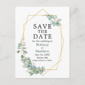 Eucalyptus Greenery Geo Lijst sparen de Datum Briefkaart (Voorkant)