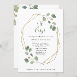 Eucalyptus Greenery Geometric Baby shower Oh Baby Kaart